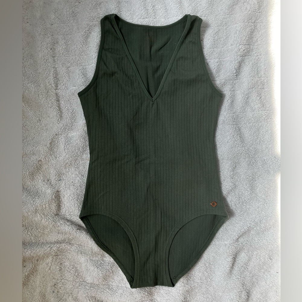 Danskin Green Ribbed Bodysuit One Piece